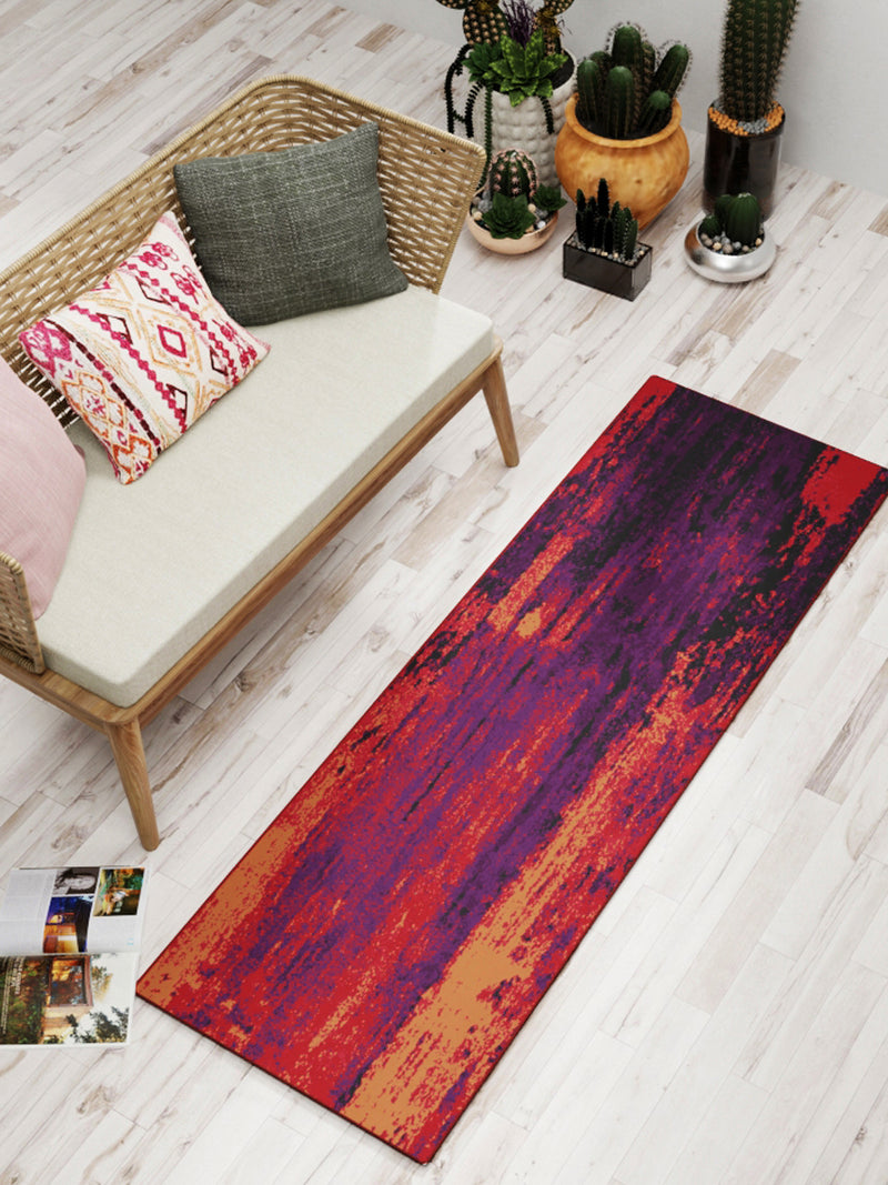 Modern Designer Printed  Carpet Area Rug With Anti Slip Backing <small> (abstract antique-red/plum)</small>