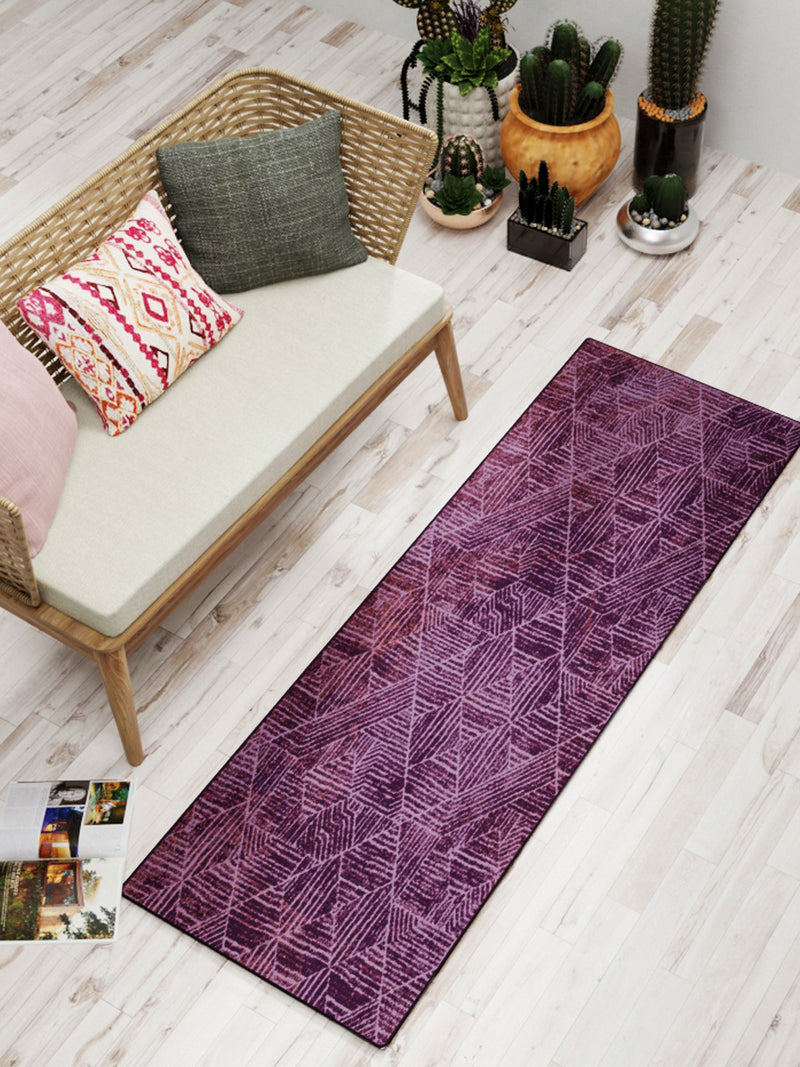 Modern Designer Printed  Carpet Area Rug With Anti Slip Backing <small> (geometric handtuft-plum)</small>