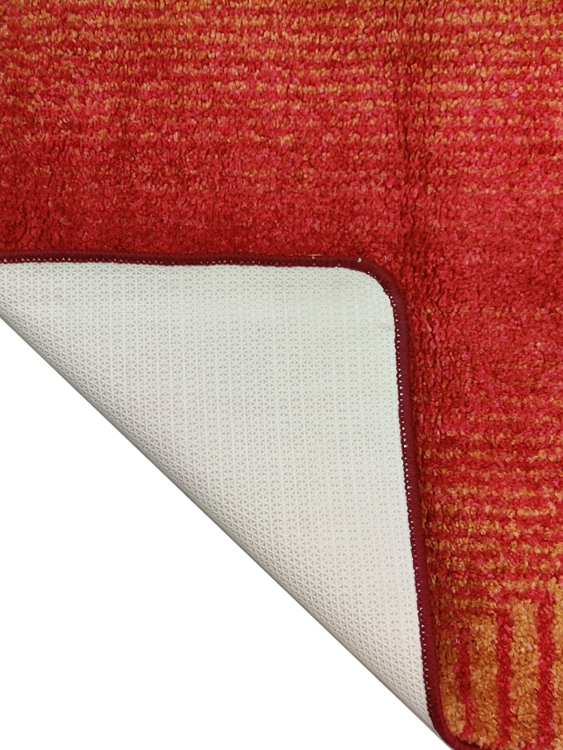 Modern Designer Printed  Carpet Area Rug With Anti Slip Backing <small> (corner stripes-red/beige)</small>