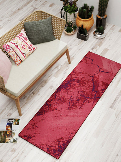 Modern Designer Printed  Carpet Area Rug With Anti Slip Backing <small> (antique wall-pink/red)</small>