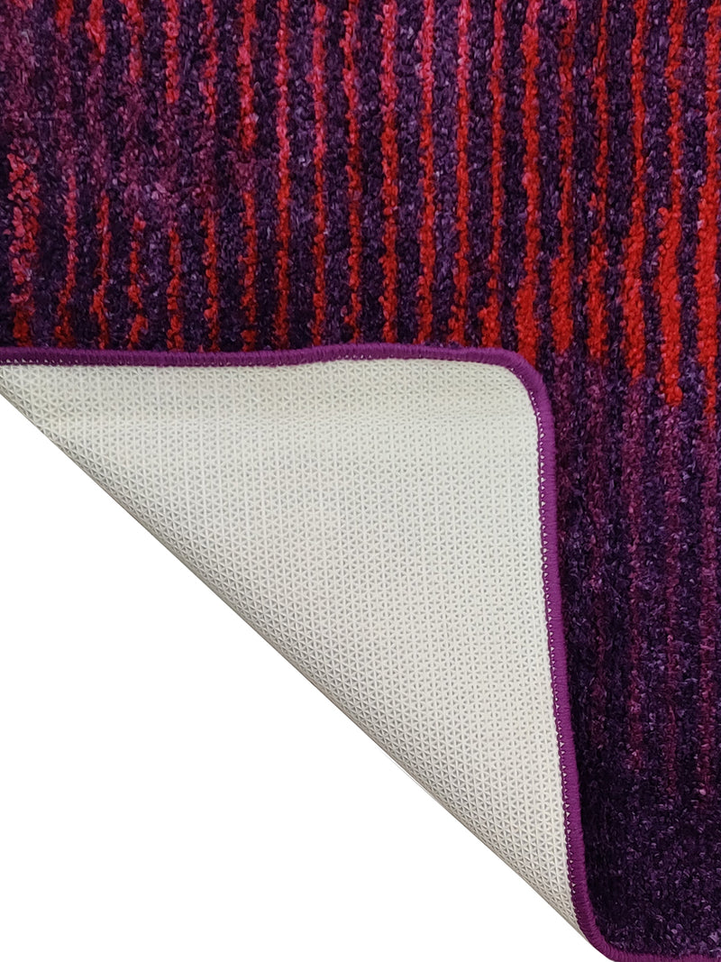 Modern Designer Printed  Carpet Area Rug With Anti Slip Backing <small> (diamond lines-plum/red)</small>