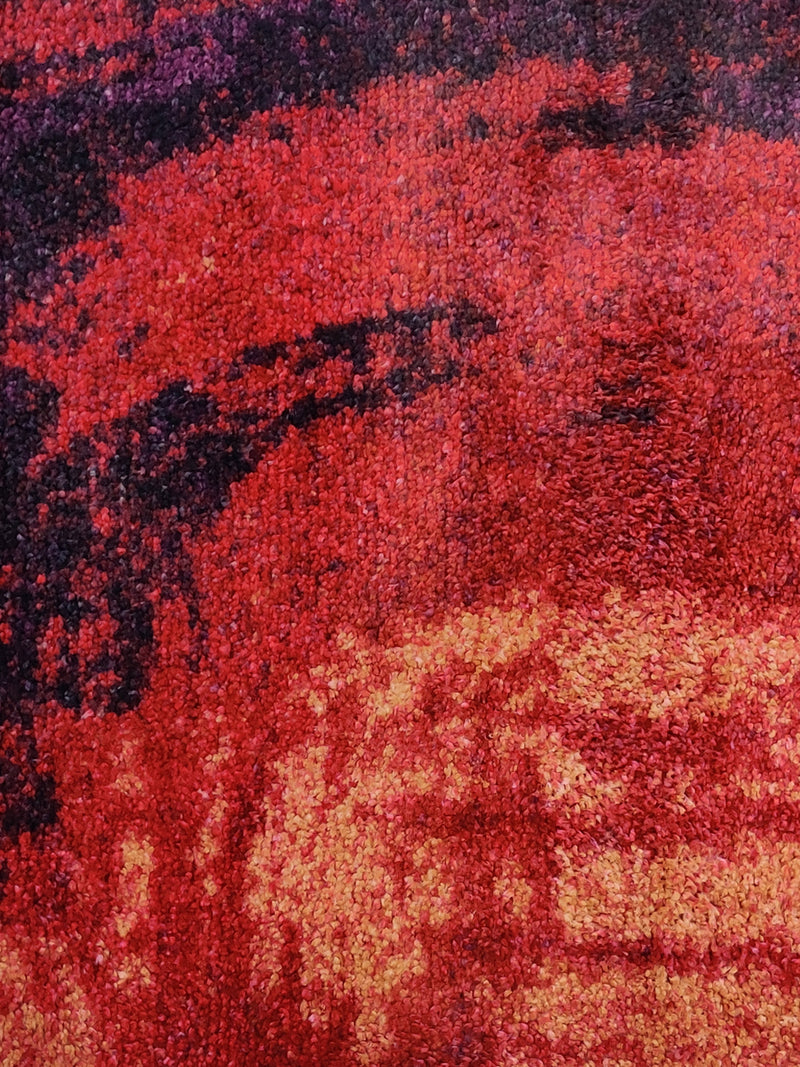 Modern Designer Printed  Carpet Area Rug With Anti Slip Backing <small> (water drop-red/beige)</small>