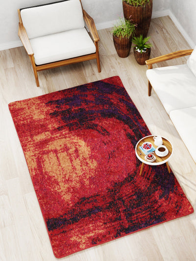 Modern Designer Printed  Carpet Area Rug With Anti Slip Backing <small> (brush stroke-red/multi)</small>
