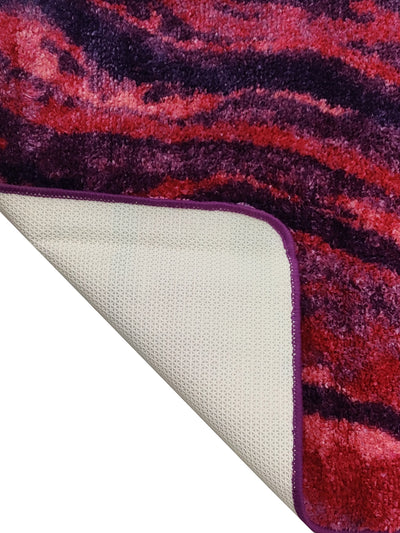 Modern Designer Printed  Carpet Area Rug With Anti Slip Backing <small> (brush stripe-plum/multi)</small>