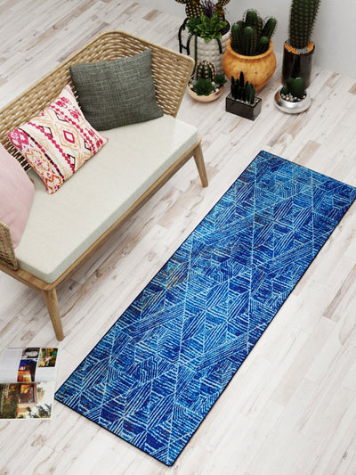 Modern Designer Printed  Carpet Area Rug With Anti Slip Backing <small> (geometric handtuft-blue dot)</small>