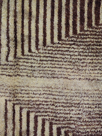 Modern Designer Printed  Carpet Area Rug With Anti Slip Backing <small> (corner stripes-beige/brown)</small>