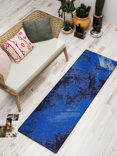 Modern Designer Printed  Carpet Area Rug With Anti Slip Backing <small> (antique wall-blue/navy)</small>