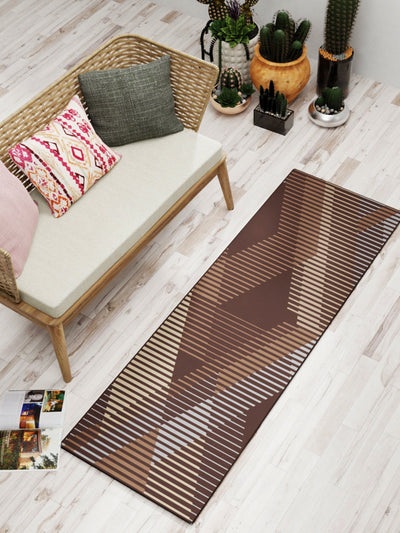 Modern Designer Printed  Carpet Area Rug With Anti Slip Backing <small> (diamond lines-khaki/beige)</small>