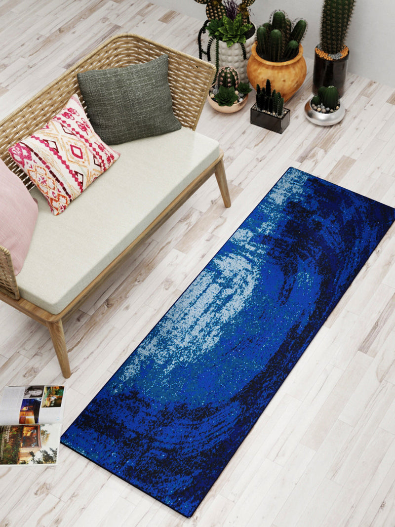 Modern Designer Printed  Carpet Area Rug With Anti Slip Backing <small> (brush stroke-blue/navy)</small>