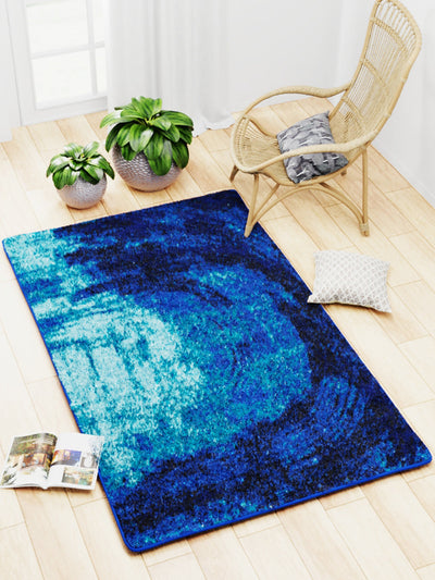 Modern Designer Printed  Carpet Area Rug With Anti Slip Backing <small> (brush stroke-blue/navy)</small>