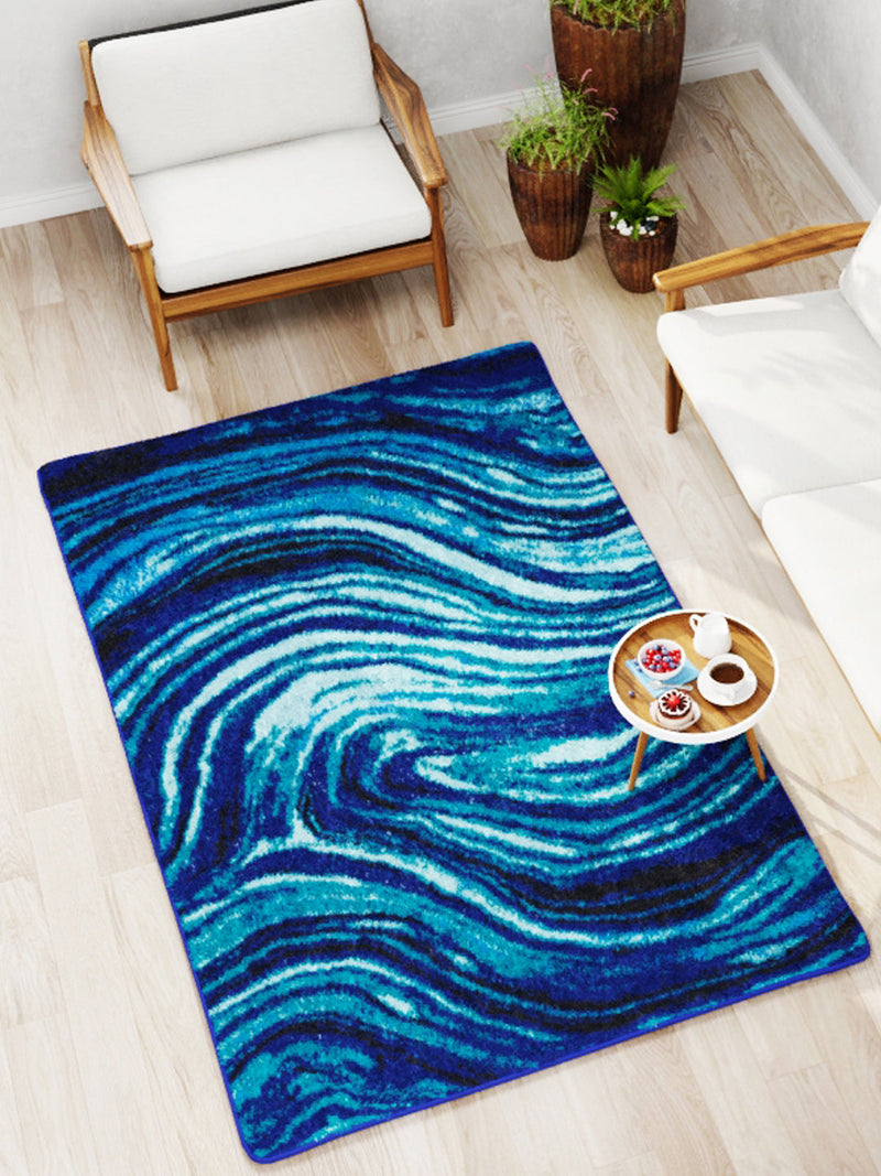 Modern Designer Printed  Carpet Area Rug With Anti Slip Backing <small> (marble pattern-blue/navy)</small>