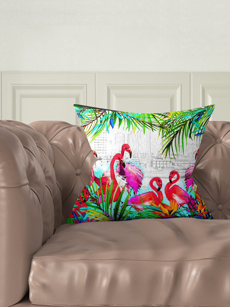 Designer Digital Printed Silky Smooth Cushion Covers <small> (animal print-pink/green)</small>