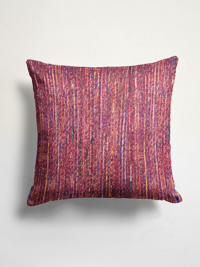 Decorative Hand Loom Cotton Jute Cushion Covers <small> (stripe-maroon)</small>