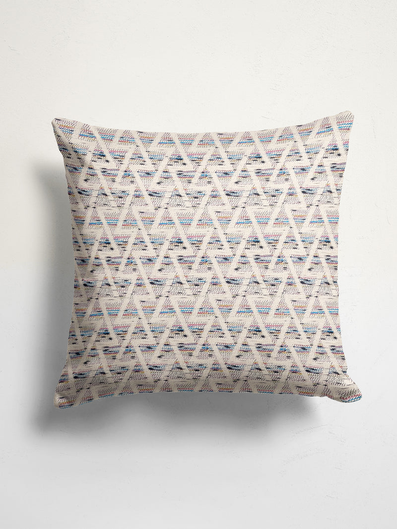 Decorative Hand Loom Cotton Jute Cushion Covers <small> (geometric-beige/ multi)</small>