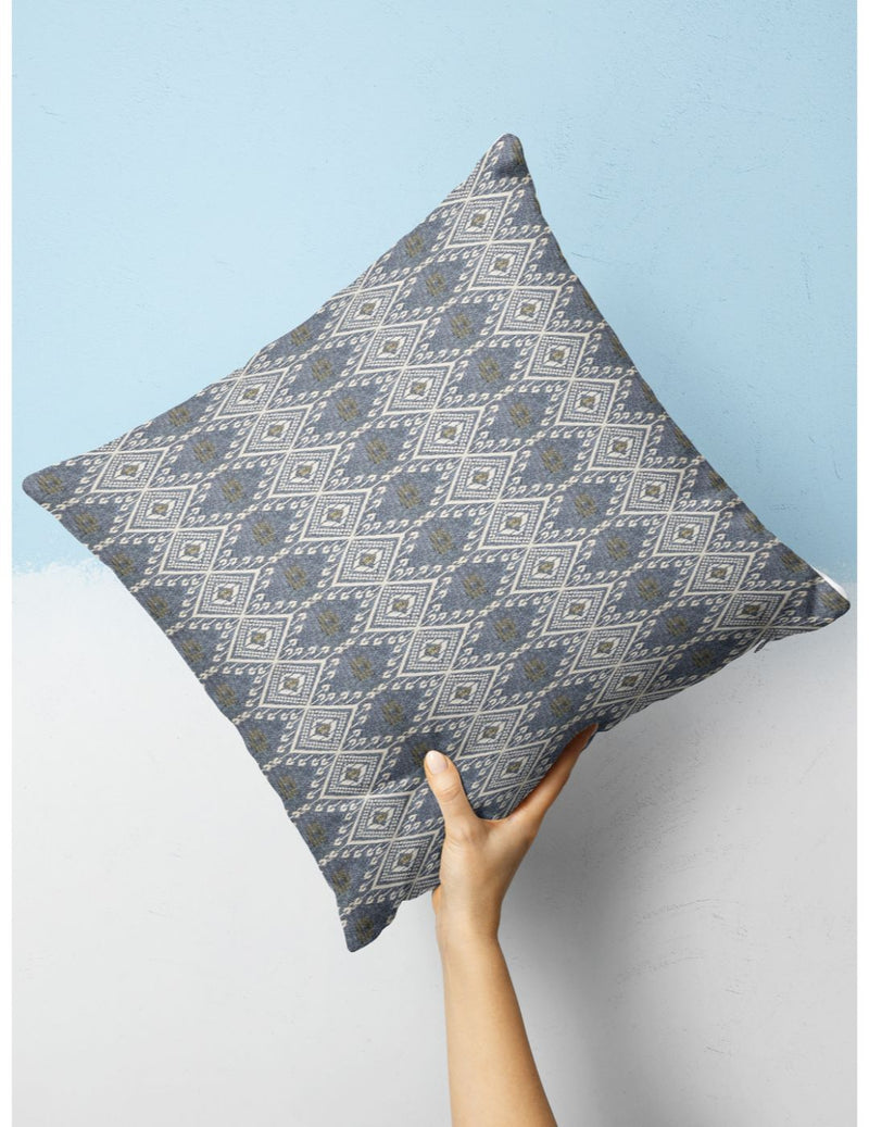 Decorative Hand Loom Cotton Jute Cushion Covers <small> (ornamental-grey/gold)</small>