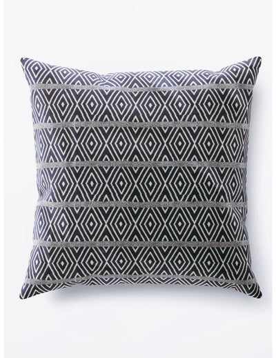Decorative Hand Loom Cotton Jute Cushion Covers <small> (geometric-navy blue/white)</small>