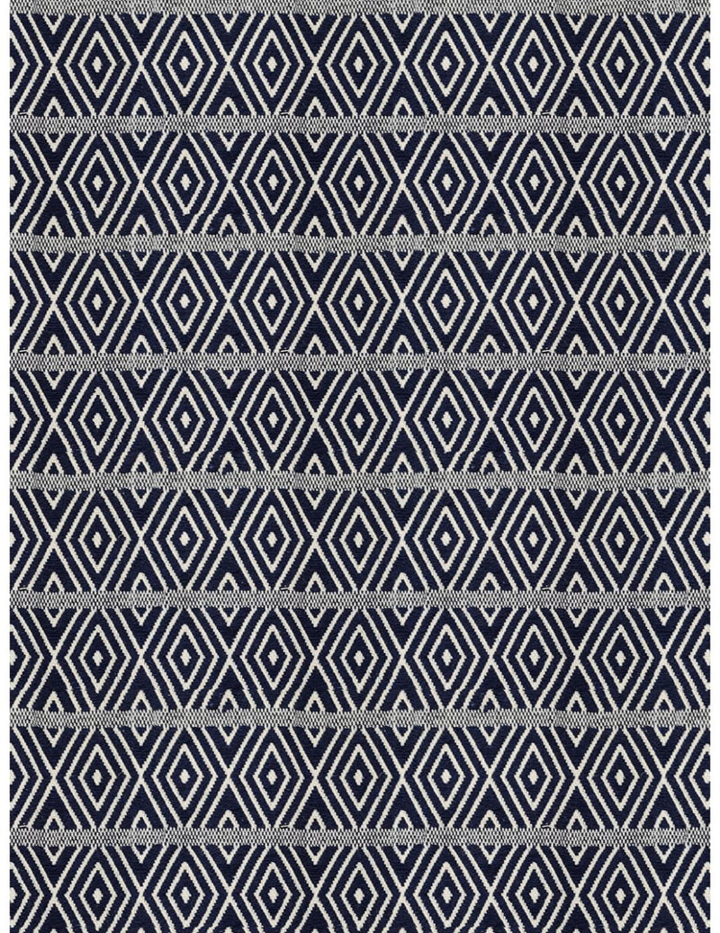 Decorative Hand Loom Cotton Jute Cushion Covers <small> (geometric-navy blue/white)</small>