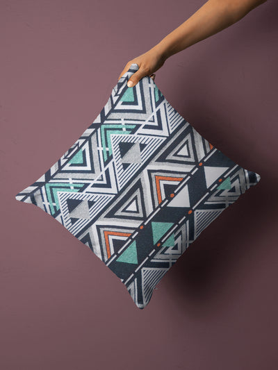 Decorative Hand Loom Cotton Jute Cushion Covers <small> (geometric-black/multi)</small>