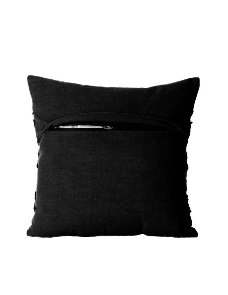 Decorative Hand Loom Cotton Jute Cushion Covers <small> (floral-black/multi)</small>