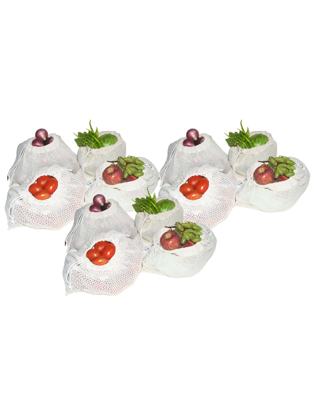 BIANCA [12pc] 100% Organic Cotton Reusable Vegetable Bag For