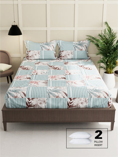 Extra Smooth Micro Double Bedsheet With 2 Pillow Covers + 2 Pillows <small> (floral-multi)</small>
