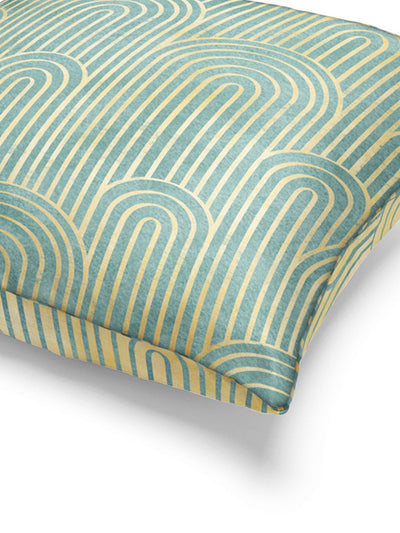 Designer Reversible Printed Silk Linen Cushion Covers <small> (geometric-beige/mint)</small>