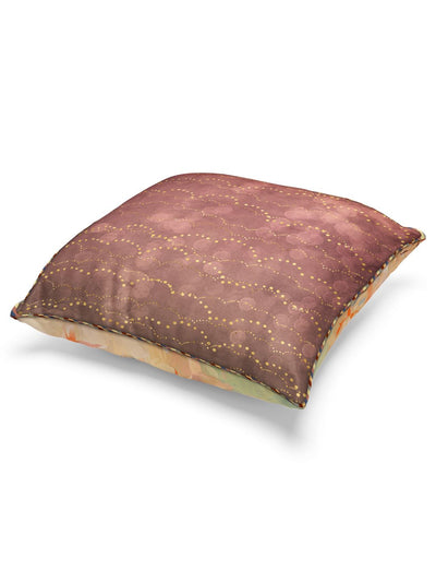 Designer Reversible Printed Silk Linen Cushion Covers <small> (floral-abstract-earthy/beige)</small>