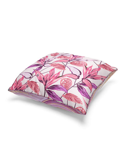 Designer Reversible Printed Silk Linen Cushion Covers <small> (floral-wine/plum)</small>