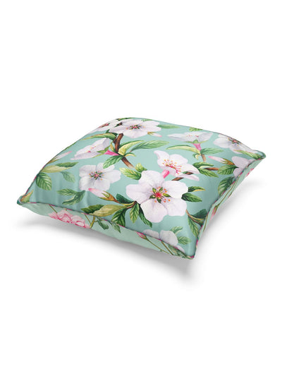 Designer Reversible Printed Silk Linen Cushion Covers <small> (floral-abstract-mint/teal)</small>