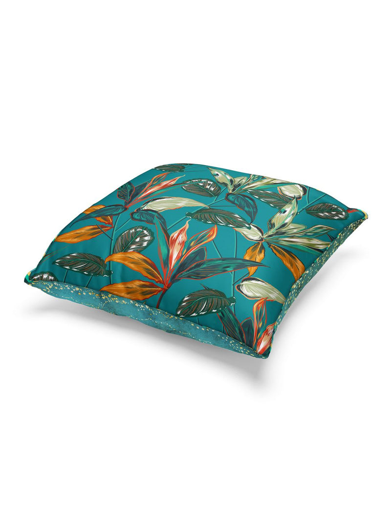 Designer Reversible Printed Silk Linen Cushion Covers <small> (geometric-abstract-teal/gold)</small>