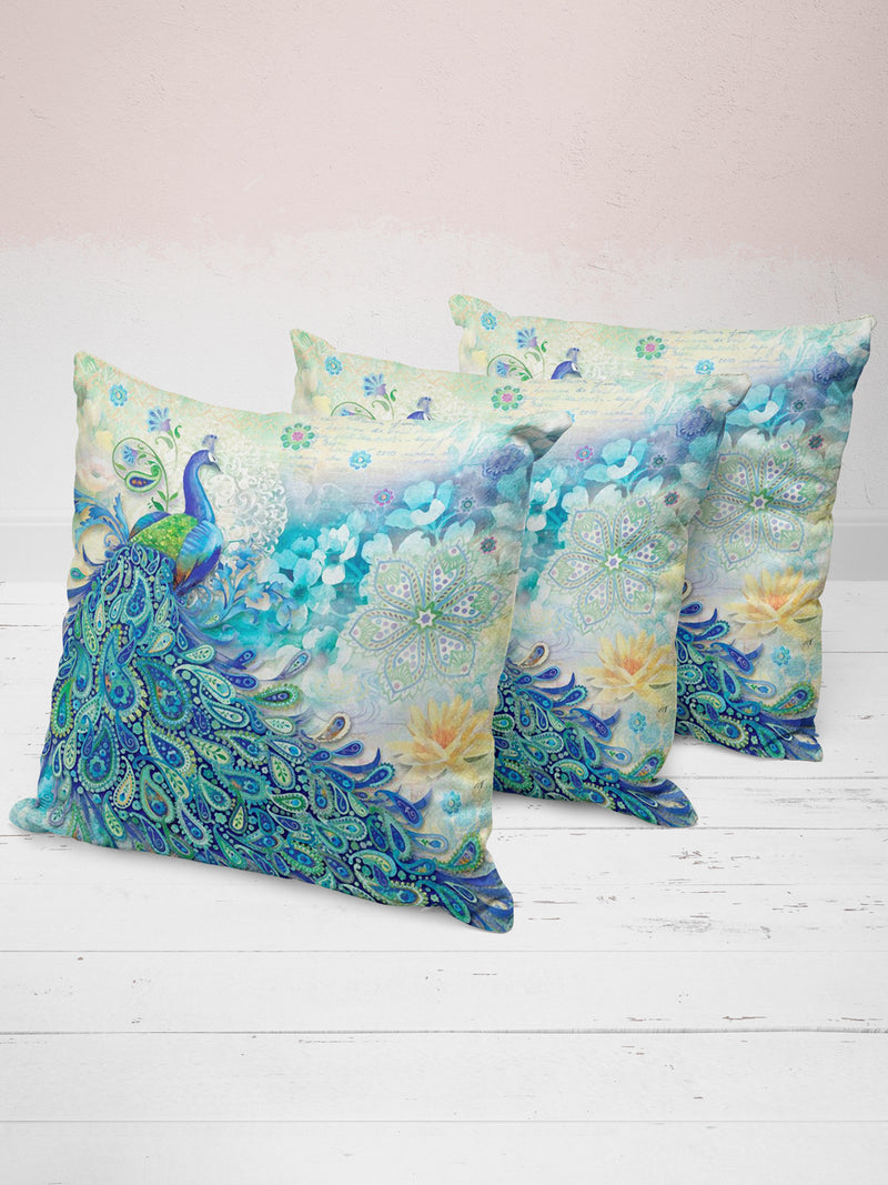 Designer Digital Printed Silky Smooth Cushion Covers <small> (animal print-blue)</small>