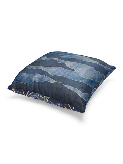 Designer Reversible Printed Silk Linen Cushion Covers <small> (geometric-checks-navy/gold)</small>