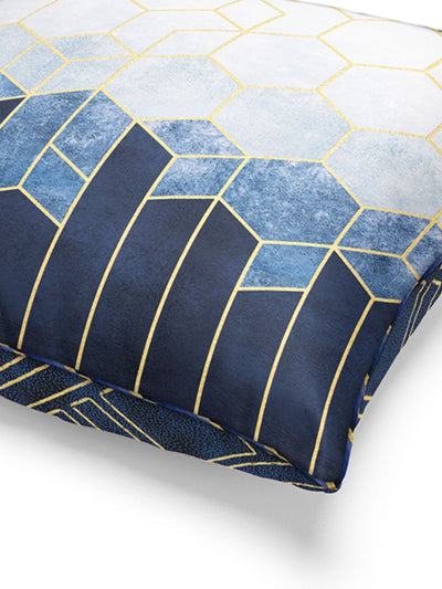 Designer Reversible Printed Silk Linen Cushion Covers <small> (floral-stripe-navy/gold)</small>