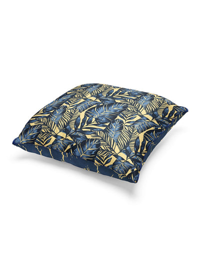 Designer Reversible Printed Silk Linen Cushion Covers <small> (abstract-navy/gold)</small>