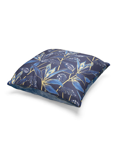 Designer Reversible Printed Silk Linen Cushion Covers <small> (abstract-navy/gold)</small>