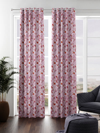 Heavy Duty Polyester Eyelet Curtain <small> (floral-baby pink)</small>