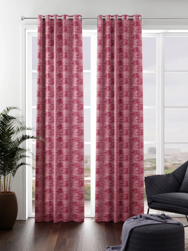 Heavy Duty Polyester Eyelet Curtain <small> (abstract-rose)</small>