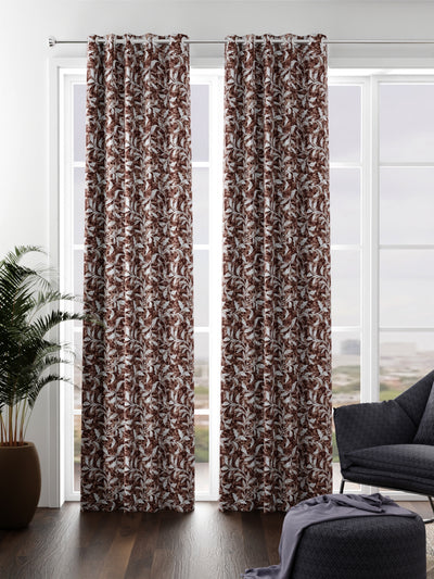 Heavy Duty Polyester Eyelet Curtain <small> (floral-dk.brown)</small>