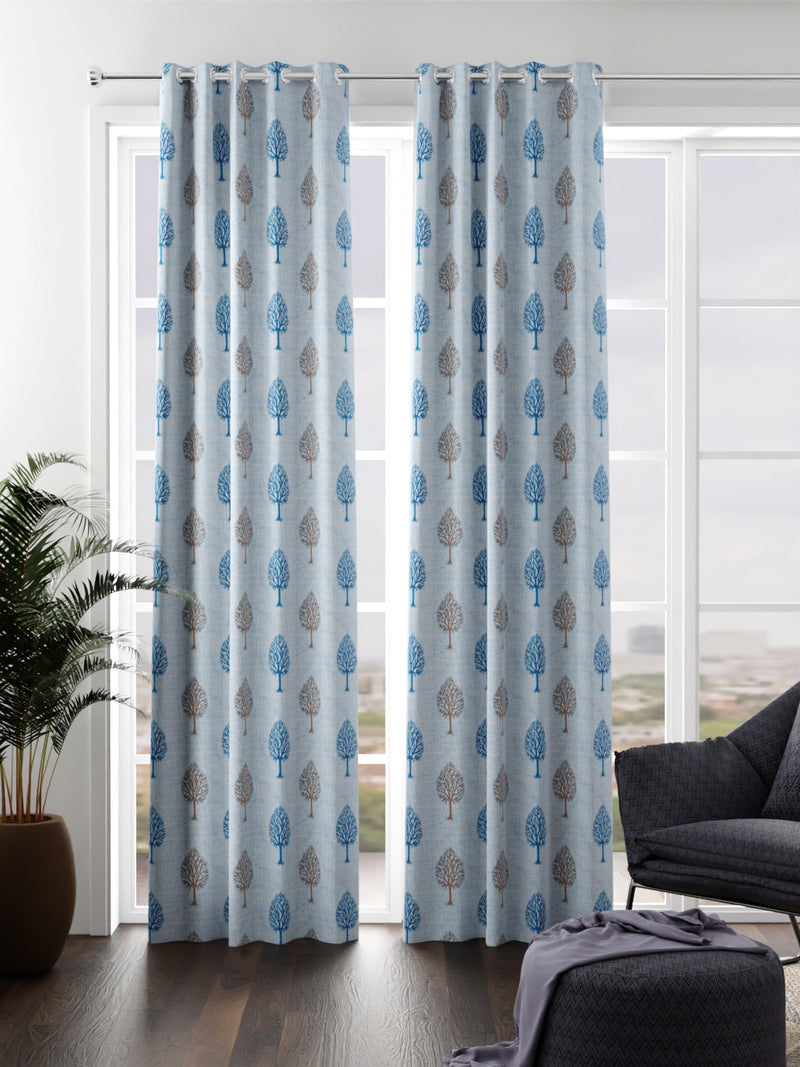 Heavy Duty Polyester Eyelet Curtain <small> (floral-teal/green)</small>