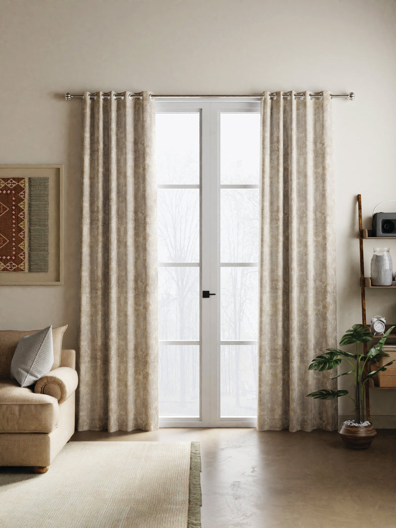 Jacquard Blackout Eyelet Curtain <small> (abstract-soft gold)</small>