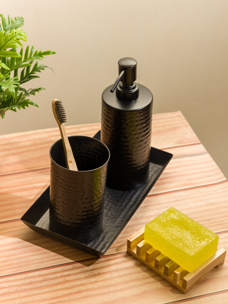Elegant Stainless Steel Bath Accessories Set <small> (stripes-soft gold)</small>