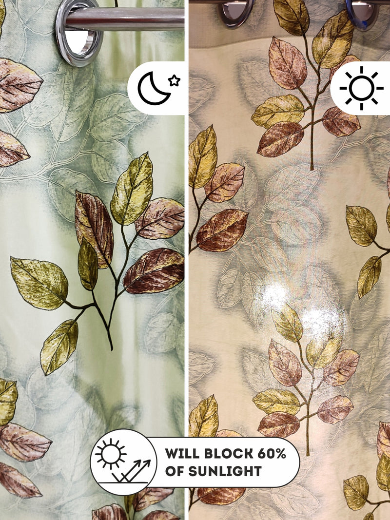 Heavy Duty Polyester Eyelet Curtain <small> (floral-sage)</small>
