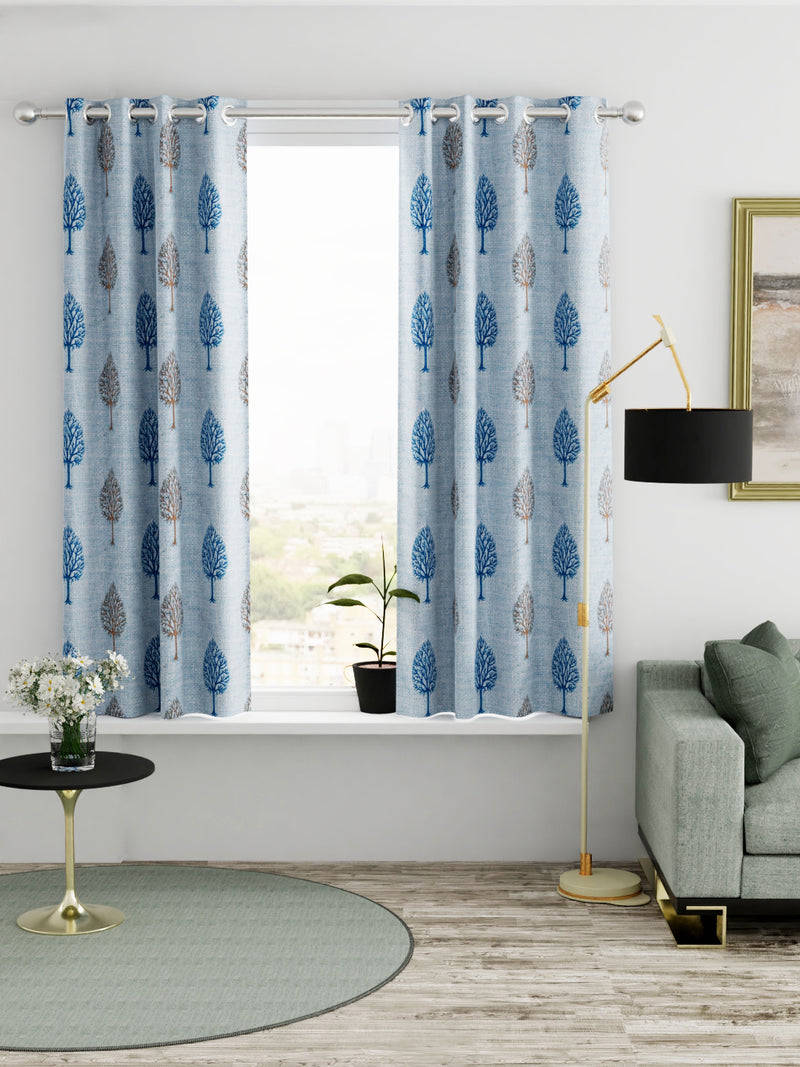Heavy Duty Polyester Eyelet Curtain <small> (floral-teal/green)</small>