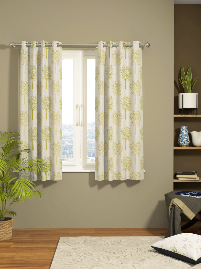 Jacquard Room Darkening Eyelet Curtain <small> (floral-green/gold)</small>