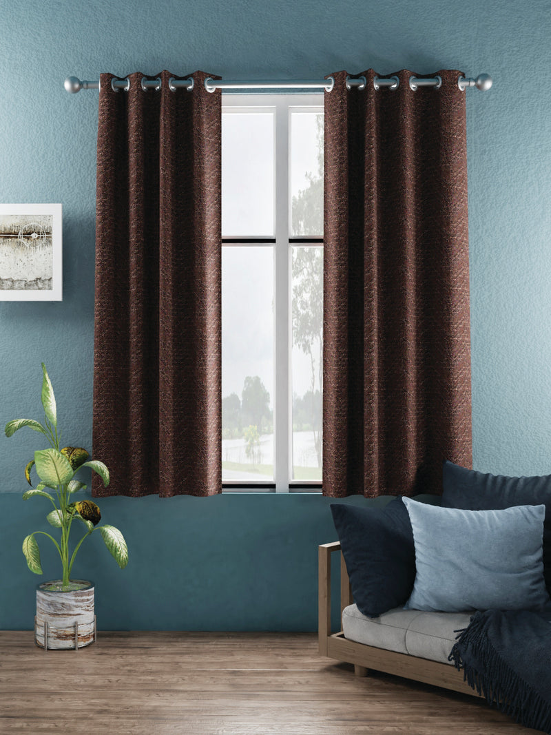 Jacquard Blackout Eyelet Curtain <small> (stripe-brown)</small>