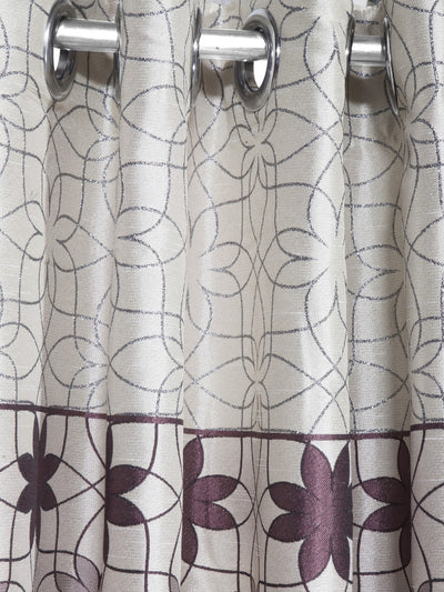 Designer Textured Polyester Curtain In Fancy Modern Design With Eyelets <small> (mix-match-wine)</small>