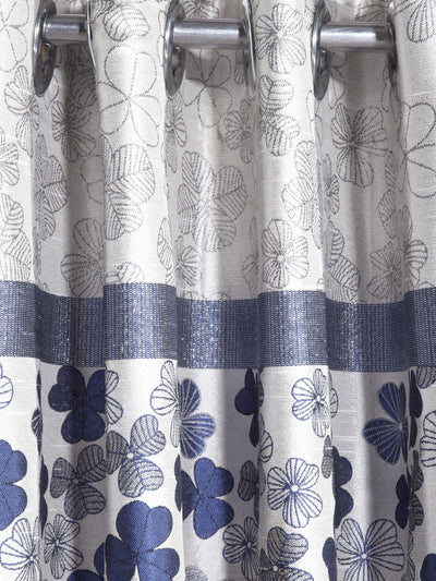 Designer Textured Polyester Curtain In Fancy Modern Design With Eyelets <small> (mix-match-blue)</small>