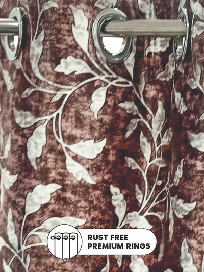 Heavy Duty Polyester Eyelet Curtain <small> (floral-dk.brown)</small>