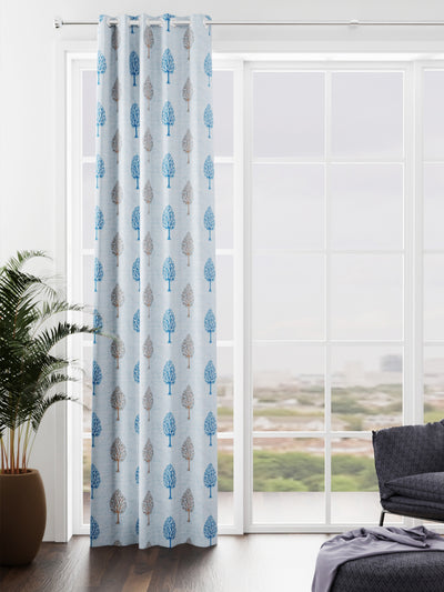 Heavy Duty Polyester Eyelet Curtain <small> (floral-teal/green)</small>