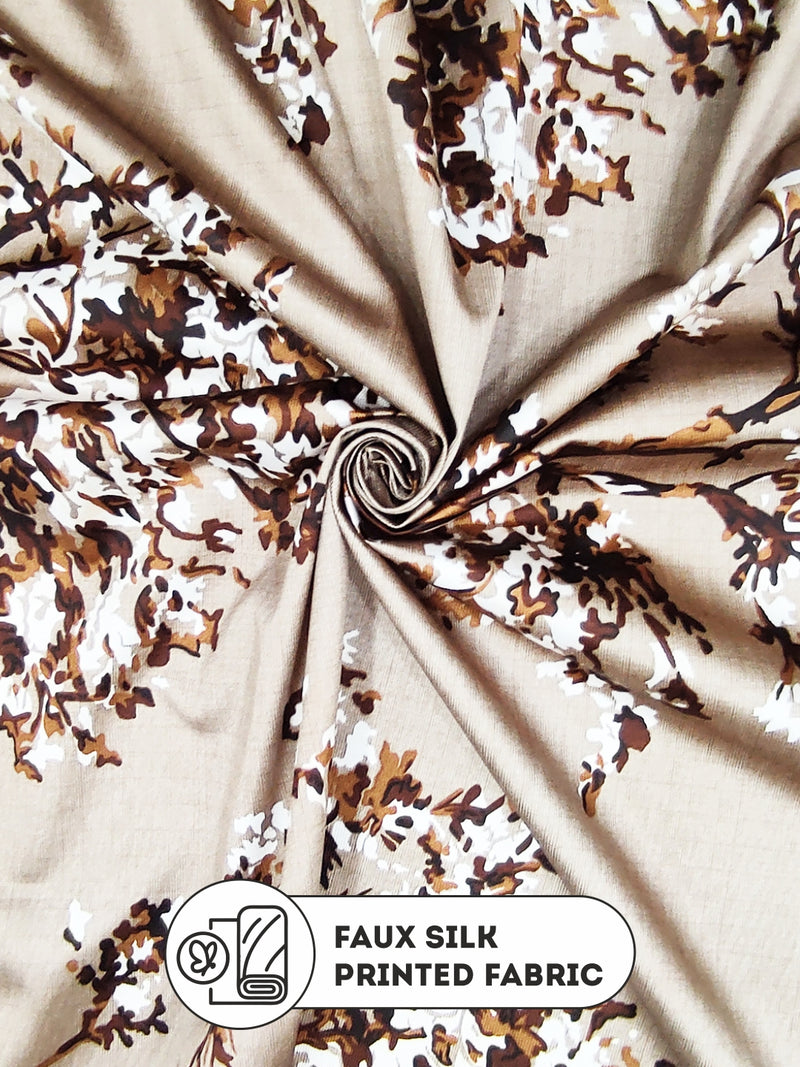 Light Filtering Polyester Eyelet Curtains <small> (floral-lt.brown)</small>